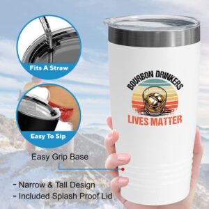 Whiskey Lover White Viking Tumbler 20oz - Bourbon Drinkers Lives Matter - Drinking Bar Shot Champagne Coctail Vodka Beverages Adult Father's Day