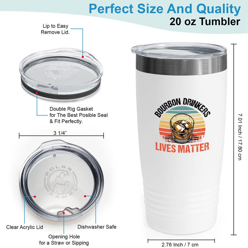 Whiskey Lover White Viking Tumbler 20oz - Bourbon Drinkers Lives Matter - Drinking Bar Shot Champagne Coctail Vodka Beverages Adult Father's Day