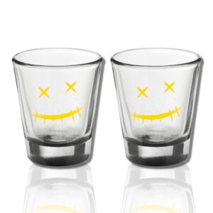 tipsy umbrella “smiley face” shot glass (black) (1.75 oz) (2)
