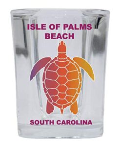 isle of palms beach south carolina square shot glass rainbow turtle design