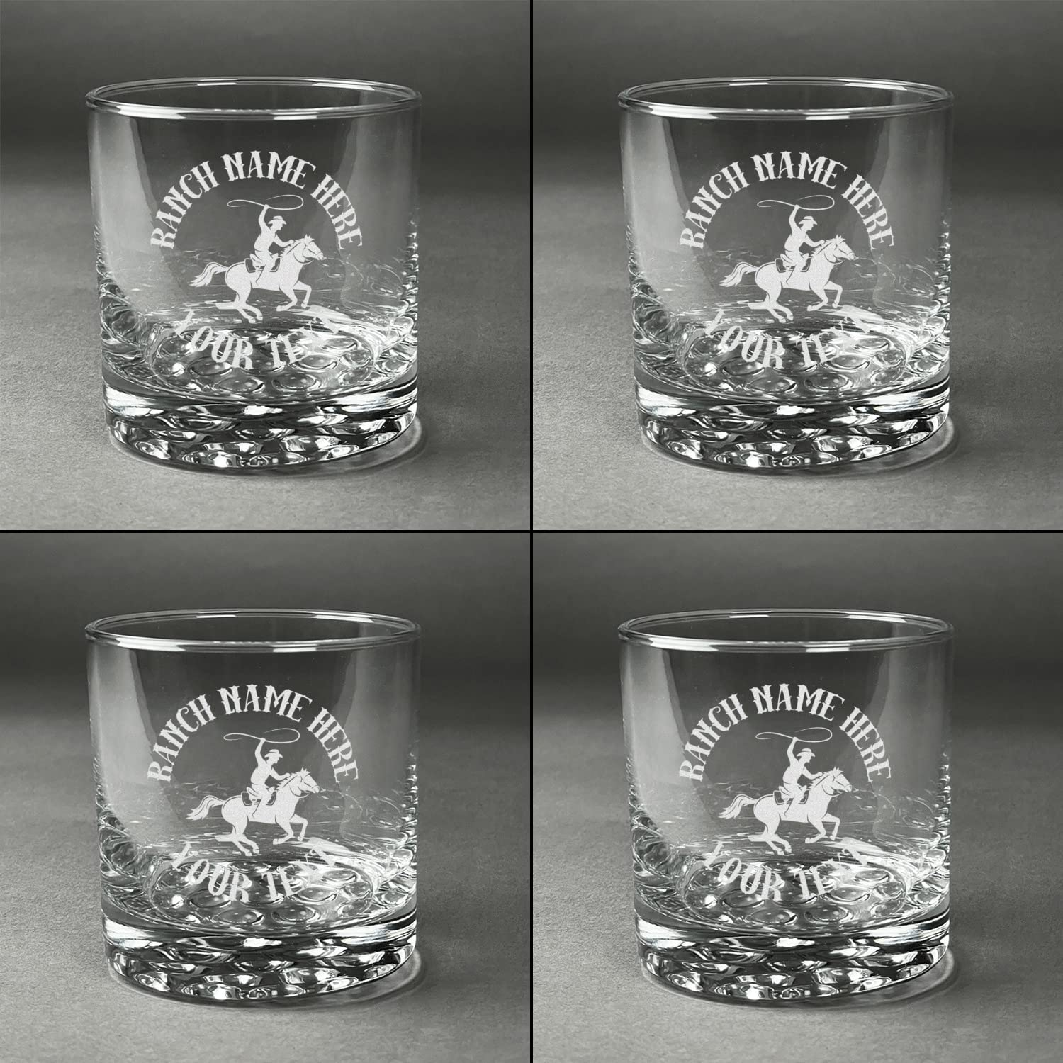 Western Ranch Whiskey Glasses (Set of 4) (Personalized)