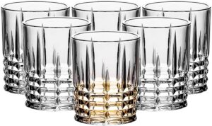 old fashioned whiskey glasses set of 6, 11 oz unique bourbon glass, old fashioned liquor vodka bourbon cocktail scotch tumbler bar glasses set