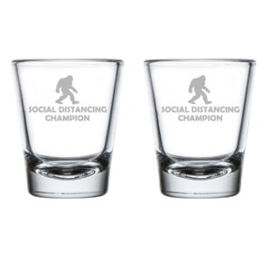 mip brand set of 2 shot glasses 1.75oz shot glass social distancing champion bigfoot sasquatch