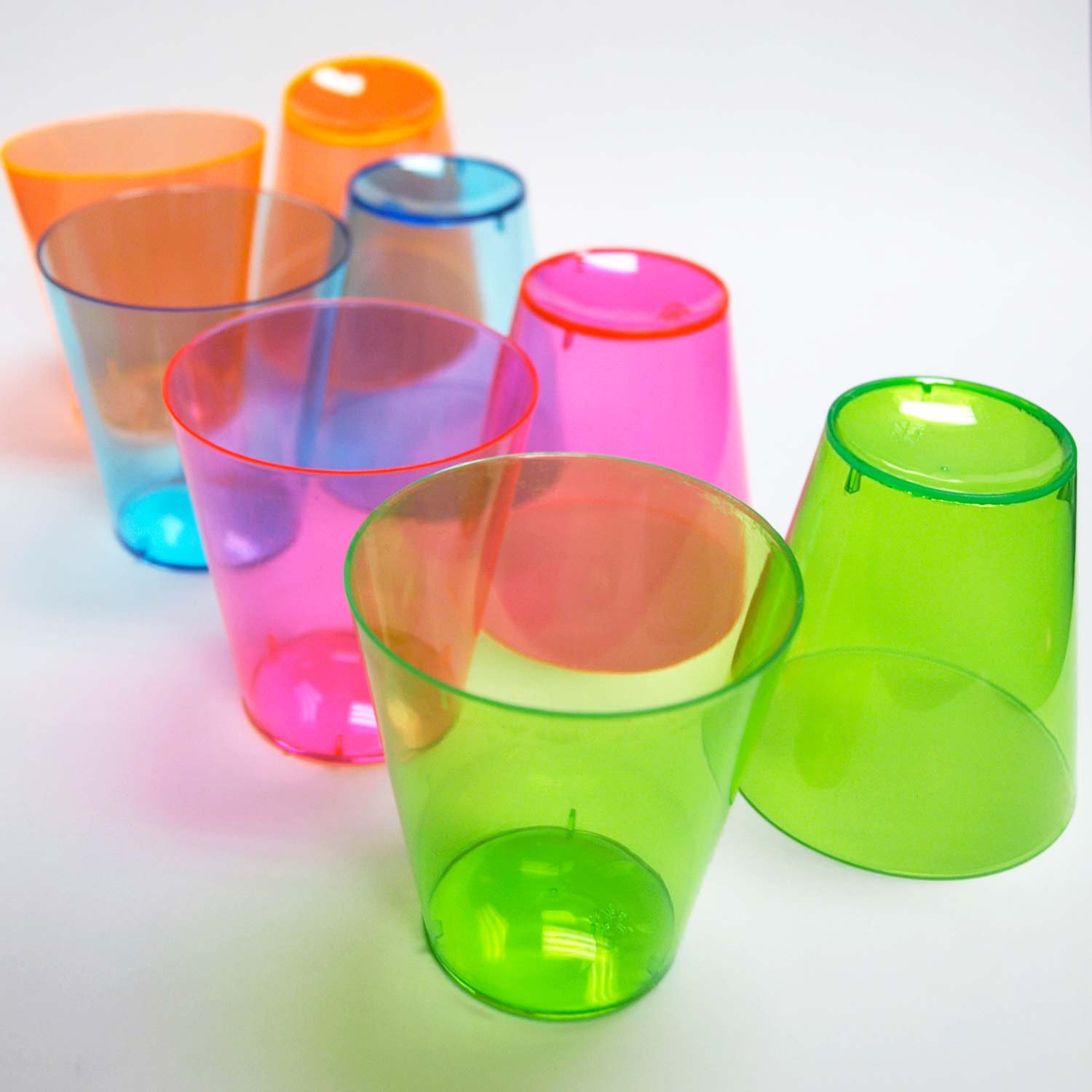 Party Essentials N24090 Hard Plastic Shot Glasses, 2 oz, Assorted Neon Colors (Pack of 800)