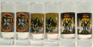 kiss army rock band concert album shot shooter glass barware drink gift set 6