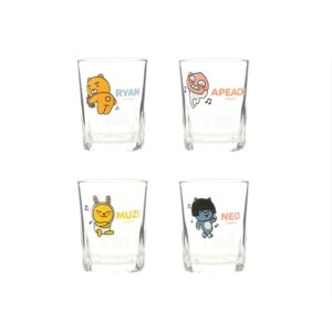 kakao ryan dance soju glass 소주 소주잔 korean soju alcohol shot glasses glassware set of 4 apeach neo muzi
