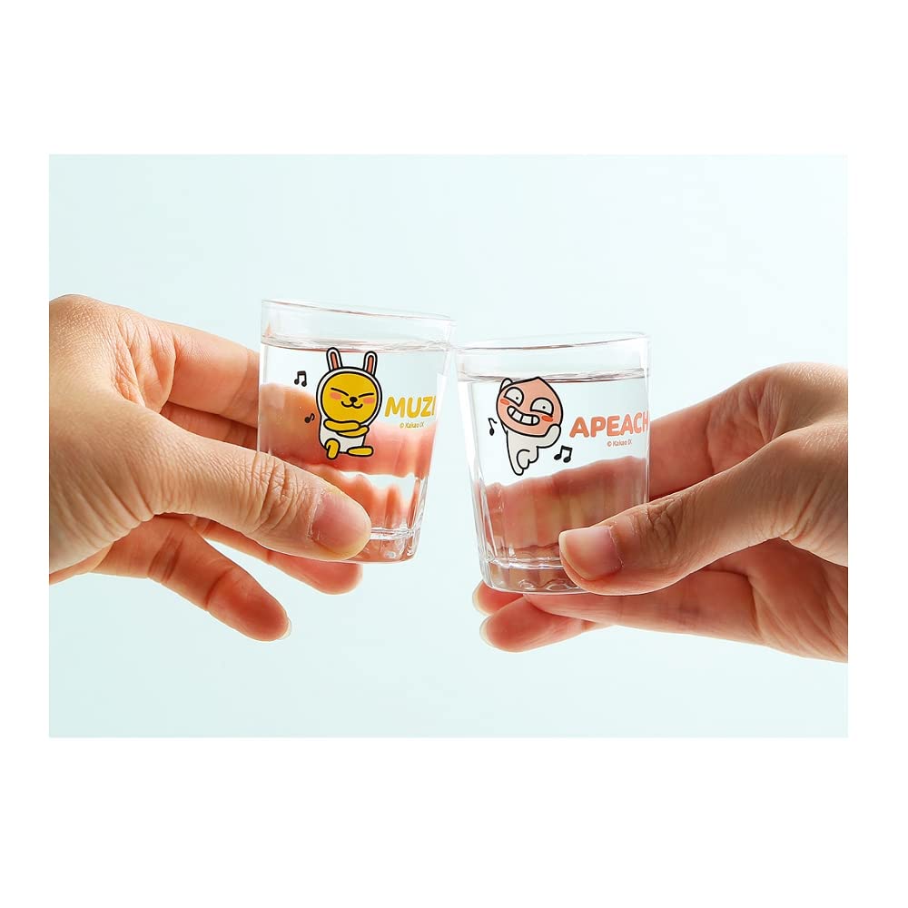 Kakao Ryan Dance SOJU glass 소주 소주잔 Korean Soju Alcohol shot glasses Glassware set of 4 Apeach Neo Muzi