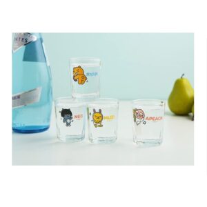 Kakao Ryan Dance SOJU glass 소주 소주잔 Korean Soju Alcohol shot glasses Glassware set of 4 Apeach Neo Muzi