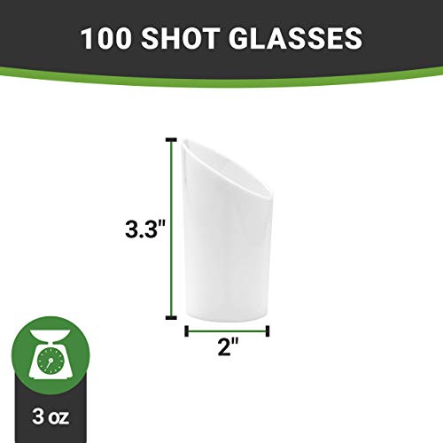 Restaurantware 3 Ounce Shot Glasses 100 Round Incline Cups - With White Finish Disposable Plastic Shot Glasses For Serving Samples At Wedding Banquets And Catered Events