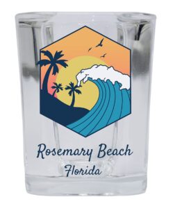 r and r imports rosemary beach florida 2 ounce square base liquor shot glass wave design
