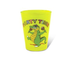 puzzled neon yellow alligator “party time” shot glass, 1.70 oz. unbreakable beverage tequila cocktail whisky vodka novelty glassware handcrafted drinkware