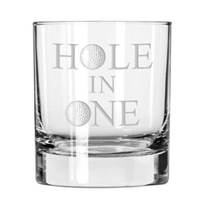 national etching hole in one golf whiskey glass
