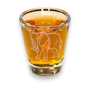 hip flask plus 2oz elephant shot glass - wild life