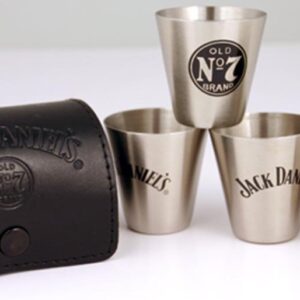 4 Piece Jack Daniels Stainless Steel Shot Glass Travel Set