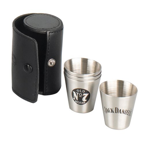 4 Piece Jack Daniels Stainless Steel Shot Glass Travel Set