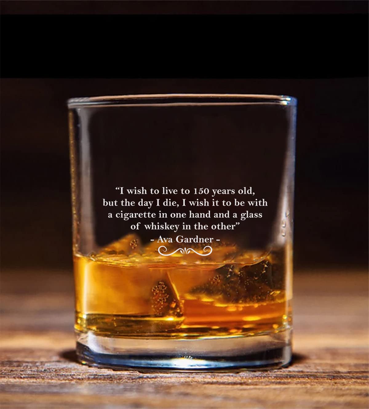 QPTADesignGift Ava Gardner Quote Whiskey Glass - Whiskey Glass Etched - Whiskey Quotes - Funny Birthday Gift - Fathers Day Glass - Funny Birthday Gift