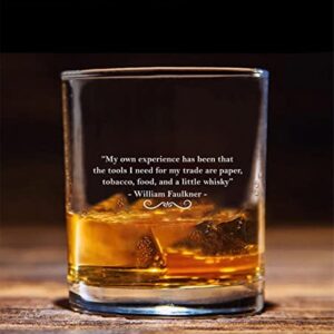 QPTADesignGift William Faulkner Quote Whiskey Glass - Whiskey Glass Etched - Whiskey Quotes - Funny Birthday Gift - Fathers Day Glass - Funny Birthday Gift