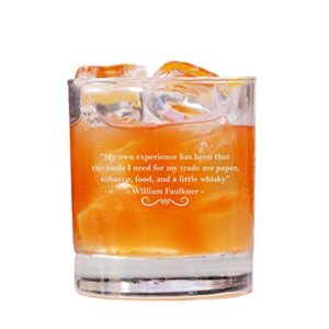QPTADesignGift William Faulkner Quote Whiskey Glass - Whiskey Glass Etched - Whiskey Quotes - Funny Birthday Gift - Fathers Day Glass - Funny Birthday Gift