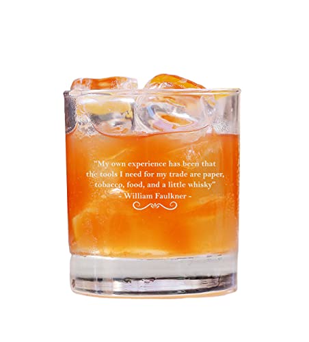 QPTADesignGift William Faulkner Quote Whiskey Glass - Whiskey Glass Etched - Whiskey Quotes - Funny Birthday Gift - Fathers Day Glass - Funny Birthday Gift