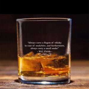 QPTADesignGift W.C. Fields Quote Whiskey Glass - Whiskey Glass Etched - Whiskey Quotes - Funny Birthday Gift - Fathers Day Glass - Funny Birthday Gift