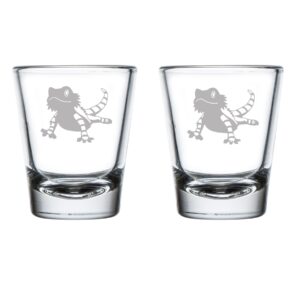 mip set of 2 shot glasses 1.75oz shot glass bearded dragon lizard