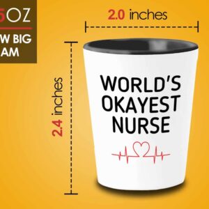 Bubble Hugs Nurse Shot Glass 1.5oz - World's Okayest Nurse - Funny Quotes Nurse Practitioner Paramedic RN LPN CNA Gift for Birthday Graduation