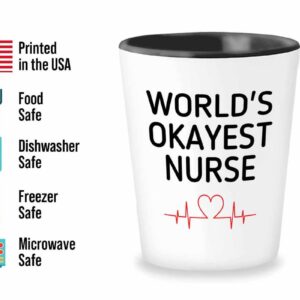 Bubble Hugs Nurse Shot Glass 1.5oz - World's Okayest Nurse - Funny Quotes Nurse Practitioner Paramedic RN LPN CNA Gift for Birthday Graduation