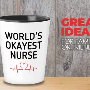 Bubble Hugs Nurse Shot Glass 1.5oz - World's Okayest Nurse - Funny Quotes Nurse Practitioner Paramedic RN LPN CNA Gift for Birthday Graduation