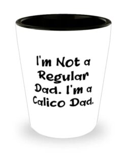 joke calico cat, i'm not a regular dad. i'm a calico dad, unique shot glass for cat dad from friends