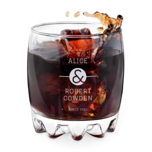 maverton universal whiskey glass for couples - personalized tumbler for anniversary - glass cup for parents - customized whisky glass for wedding - for whiskey lovers - couple