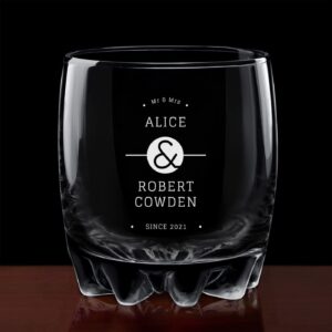 Maverton Universal whiskey glass for couples - Personalized Tumbler for Anniversary - Glass cup for parents - Customized whisky glass for wedding - For Whiskey Lovers - COUPLE