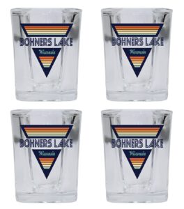 r and r imports bohners lake wisconsin 2 ounce square base liquor shot glass retro design 4-pack