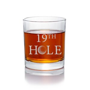 19th hole golf joke round rocks glass - golf gift, golf glass, golfer gift, whiskey glass, rocks glass, old fashion