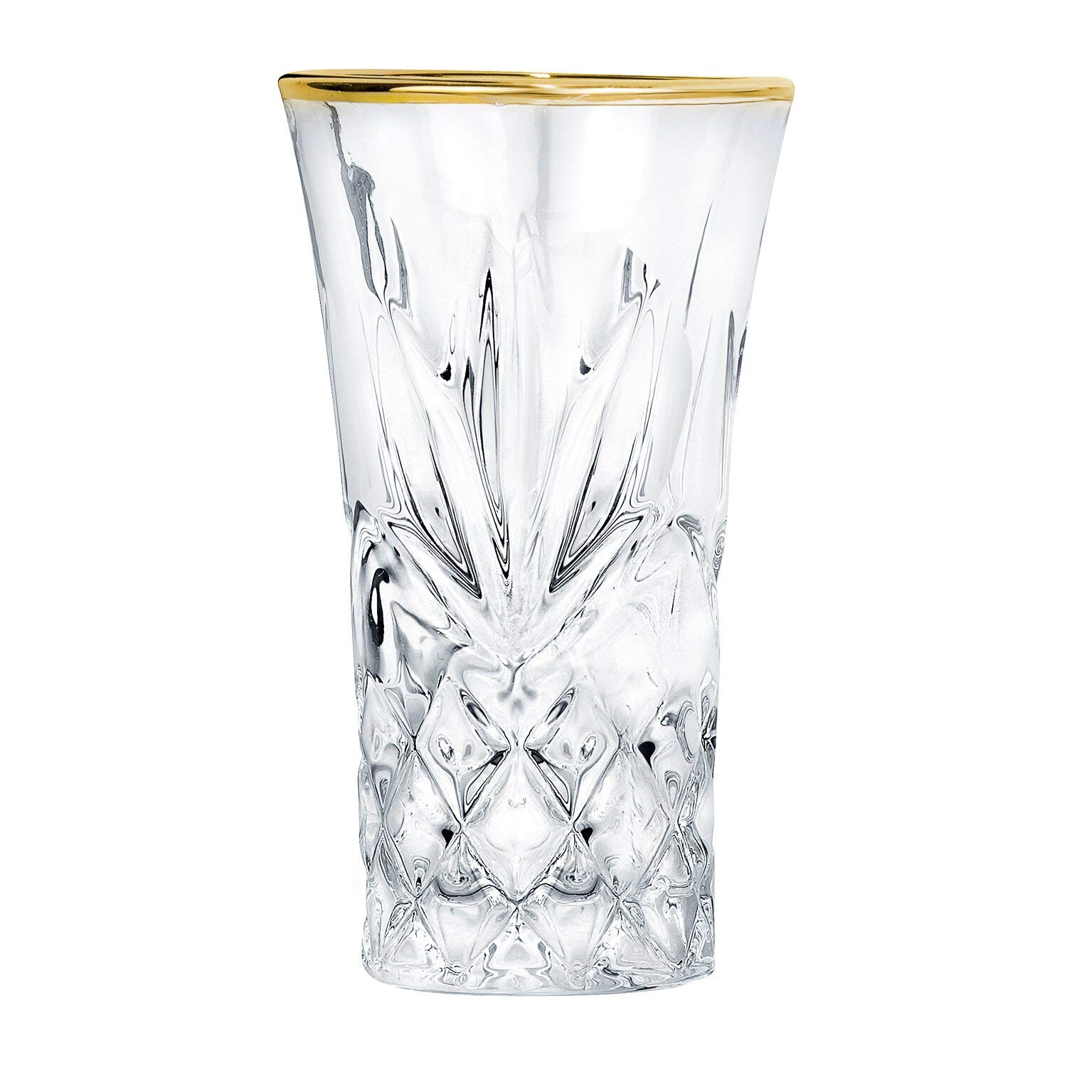 B Brilliant Non Leaded Crystal Clear Liquor Shot Glasses with a Gold Rim 2 Ounces, Set of 4 (Shot Glasses with a Gold Rim, 2 Ounces)