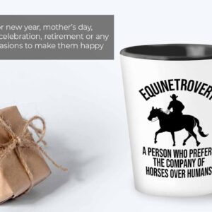 Flairy Land Equestrian Shot Glass 1.5oz - Equinetrovert - Horse Gifts for Women Cowgirl Horse Riding Horseback Rider Equestrian Horsewoman Horseman