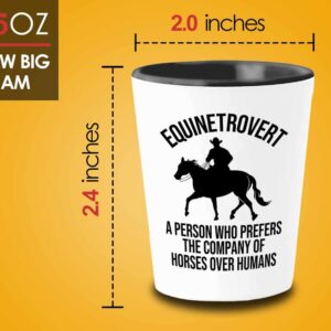 Flairy Land Equestrian Shot Glass 1.5oz - Equinetrovert - Horse Gifts for Women Cowgirl Horse Riding Horseback Rider Equestrian Horsewoman Horseman
