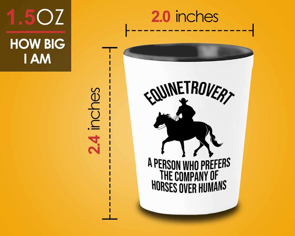 Flairy Land Equestrian Shot Glass 1.5oz - Equinetrovert - Horse Gifts for Women Cowgirl Horse Riding Horseback Rider Equestrian Horsewoman Horseman