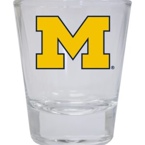 R and R Imports Michigan Wolverines Round Shot Glass 4-Pack Officially Licensed Collegiate Product