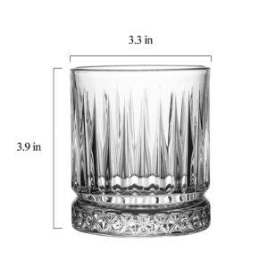 RIS LAN Luxury Whiskey Glasses Set of 6 - 11 Oz Crystal Carved Whisky Glasses, Old Fashioned Glasses for Drinking Bourbon, Scotch Whisky, Cocktails, Cognac, Unique Gifts for Men