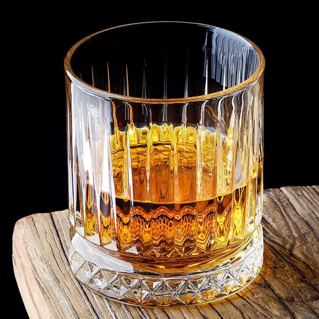 RIS LAN Luxury Whiskey Glasses Set of 6 - 11 Oz Crystal Carved Whisky Glasses, Old Fashioned Glasses for Drinking Bourbon, Scotch Whisky, Cocktails, Cognac, Unique Gifts for Men