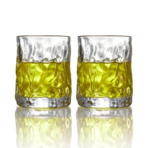 haloyivgo whiskey glasses set of 2,gold bande rims 7.4 oz crystal drinking glasses,for bourbon,scotch,cocktails,cognac,tequila,irish,brandy rye gift for men women at home bar