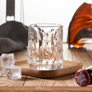 HALOYIVGO Whiskey Glasses Set of 2,Gold Bande Rims 7.4 oz Crystal Drinking Glasses,for Bourbon,Scotch,Cocktails,Cognac,Tequila,Irish,Brandy Rye Gift for Men Women at Home Bar