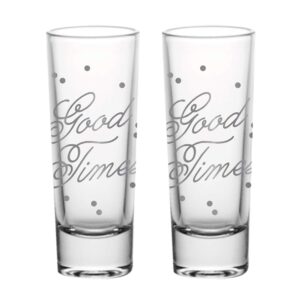 slant collections set of 2 holiday shot glasses, 2-ounce, good times