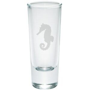 seahorse etched shot glass shooter