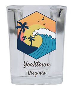 r and r imports yorktown virginia souvenir 2 ounce square base shot glass wave design single