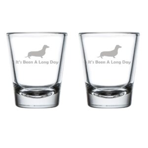 mip brand set of 2 shot glasses 1.75oz shot glass it's been a long day dachshund