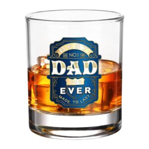 Luka Tech Gifts For Dad From Son Daughter, Vintage Whiskey Glass Tumbler 11oz with 3D Metal Badge,Unique Birthday Gifts for Dad,Men,Grandpa,Father,Fathers Day