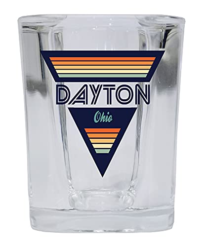 R and R Imports Dayton Ohio 2 Ounce Square Base Liquor Shot Glass Retro Design