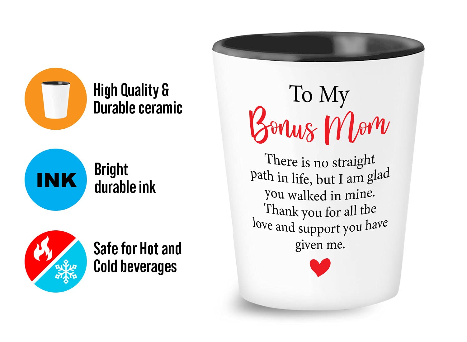 Bubble Hugs Step Mom Shot Glass 1.5oz - To My Bonus Mom - Favorite Person Bonus Mom Grandma Aunt Grandparent Best Wife Stepmom Birthday Child Idea