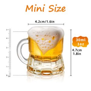 Supwinnet 48pcs Shot Glasses Set, 24pcs 0.5oz/15ml Mini Shot Glasses with Tray and Holder Organizer and 24pcs 1 oz/30ml Beer Glasses with Handle